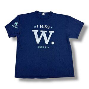 I Miss W Bush 43 Shirt Navy Blue Funny Political Graphic Tee GOP Republican XL